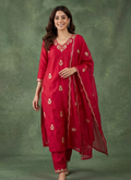 Elegant Pink Color Embroidered Kurta Set with Dupatta for Women