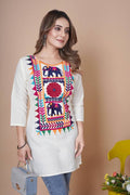 New latest white Color with embroidey work top for women